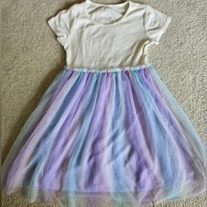 Girls Pastel Tulle Dress | M | 7/8 | Wonder Nation | White Ribbed Top | EUC